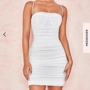 nwot house of cb RUCHED ORGANZA MESH MINI corset DRESS white
